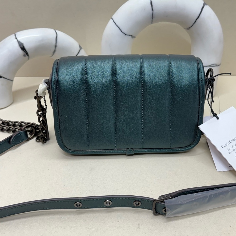 (new+tag) Coach Originals Quilties Dinkey Metallic Green Crossbody Bag - Picture 12 of 13
